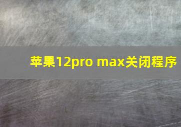 苹果12pro max关闭程序